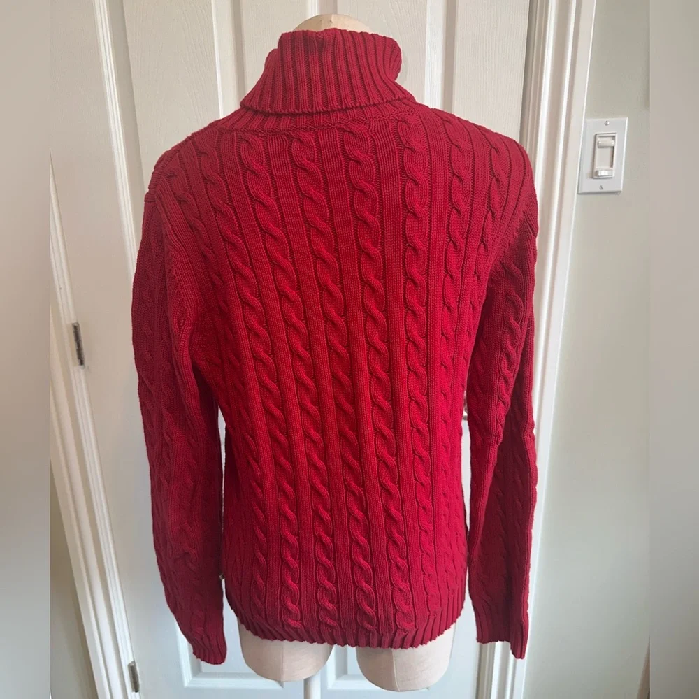 Tommy Hilfiger Red Cable Turtleneck Sweater - Picture 4 of 6